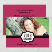Invitation Simple Chic Graduation, Fuchsia (Devant / Derrière)