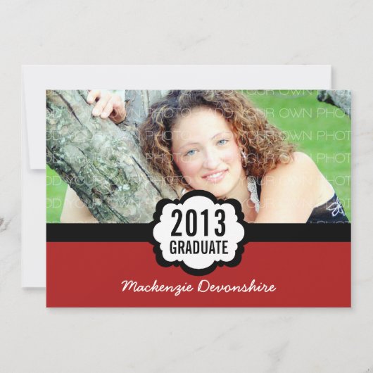 Invitation Simple Chic Graduation Invitation, Rouge (Devant)