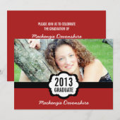 Invitation Simple Chic Graduation Invitation, Rouge (Devant / Derrière)