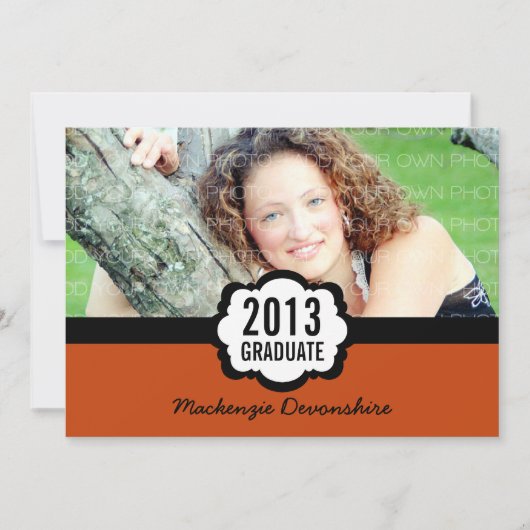 Invitation Simple Chic Graduation, Orange (Devant)