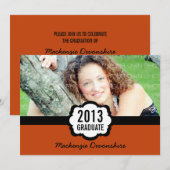 Invitation Simple Chic Graduation, Orange (Devant / Derrière)
