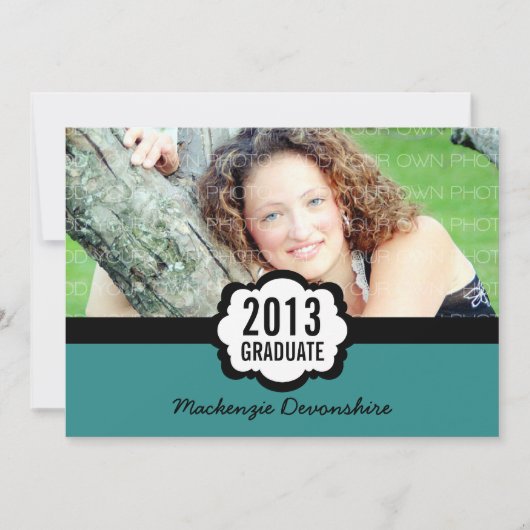 Invitation Simple Chic Graduation, Turquoise (Devant)