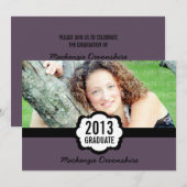 Invitation Simple Chic Graduation, Violet (Devant / Derrière)