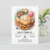 Invitation Simple Chic Happy Cookies Anniversaire (Debout devant)