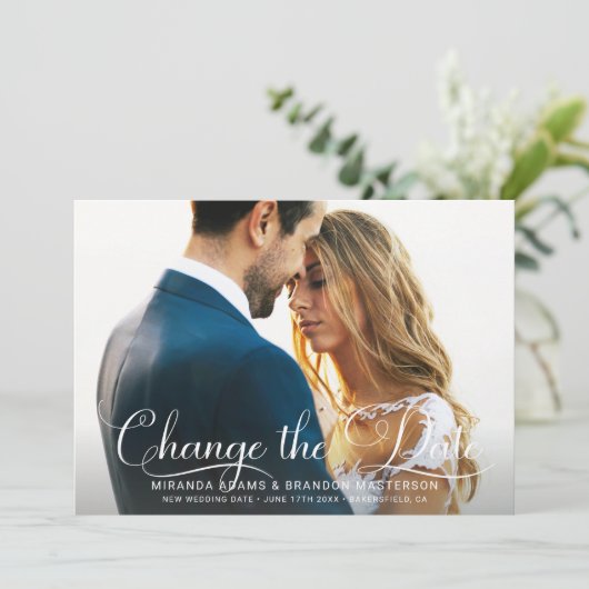 Invitation Simple Chic Mariage Modifier la date (Debout devant)