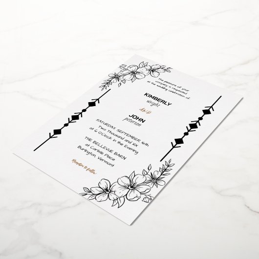 Invitation simple chic Mariage Rose Gold Foil (Rotation)