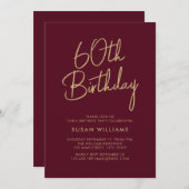 Invitation Simple chic moderne 60e anniversaire (Devant / Derrière)
