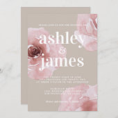 Invitation Simple Chic Moderne Floral Rose Rose Rose Mariage (Devant / Derrière)