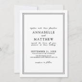 Invitation Simple chic noir blanc élégant minimaliste Mariage (Devant)