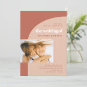 Invitation Simple chic pêche en terre cuite arche photo maria (Debout devant)