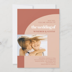 Invitation Simple chic pêche en terre cuite arche photo maria
