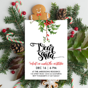 Invitation Simple Chic Rouge Blanc Santa Gui Aquarelle