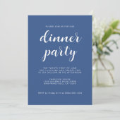 Invitation Simple Chic Script Classic Blue Dinner Party (Debout devant)