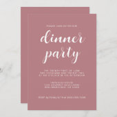 Invitation Simple Chic Script Dusty Rose Dîner (Devant / Derrière)