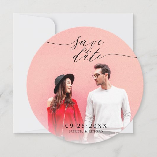 Invitation Simple Chic Script Mariage Enregistrer La Date Pho (Devant)
