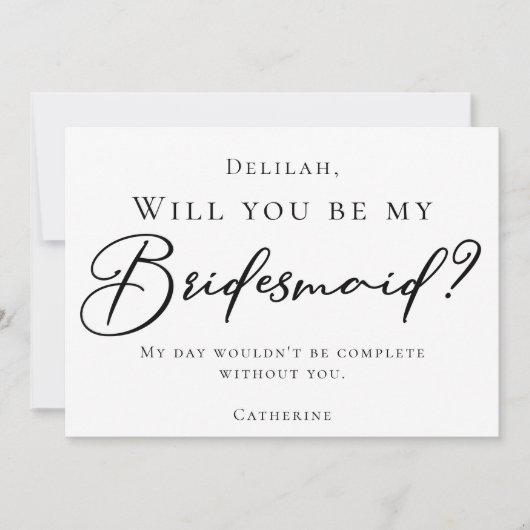 Invitation Simple Chic Script Noir Serez-Vous Ma Femme D'Accu (Devant)