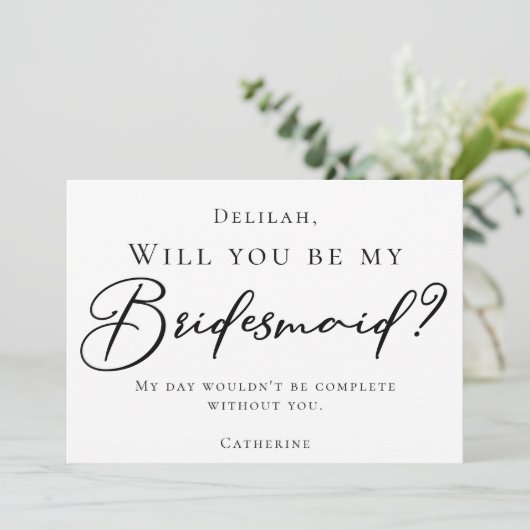 Invitation Simple Chic Script Noir Serez-Vous Ma Femme D'Accu (Debout devant)