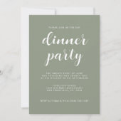 Invitation Simple Chic Script Sage Green Dinner Party (Devant)