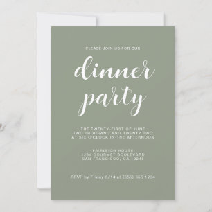 Invitation Simple Chic Script Sage Green Dinner Party