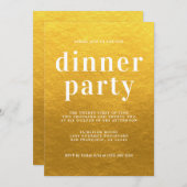 Invitation Simple Chic Typographie Classic Gold Dinner Party (Devant / Derrière)