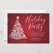 Invitation Simple Christmas Tree Red Holiday Party (Devant)