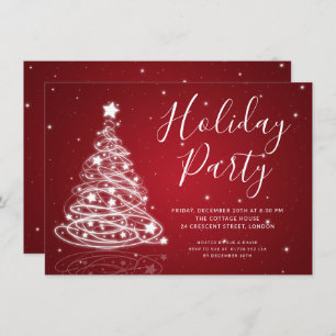 Invitation Simple Christmas Tree Red Holiday Party 