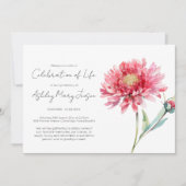 Invitation Simple Chrysanthème Célébration de la Vie Funérail (Devant)