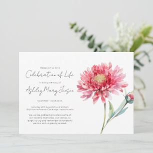 Invitation Simple Chrysanthème Célébration de la Vie Funérail