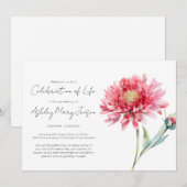 Invitation Simple Chrysanthème Célébration de la Vie Funérail (Devant / Derrière)