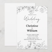 Invitation Simple Classic Black & White Wedding (Devant / Derrière)