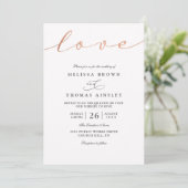 Invitation Simple Classic Love Script Rose QR Code Wedding (Debout devant)