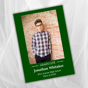 Invitation Simple Classic Photo Green ajouter photo Graduatio