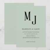 Invitation Simple Classic Sage Vert Monogramme romain Mariage (Devant / Derrière)