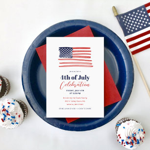 Invitation Simple Classique American Flag 4 juillet Party