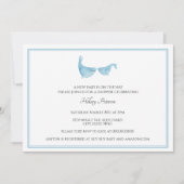 Invitation Simple classique Aquarelle Baleine baby shower ble (Devant)