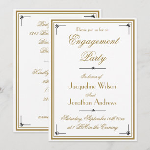 Invitation Simple Classique Blanc avec Écriture Dorée de Fian