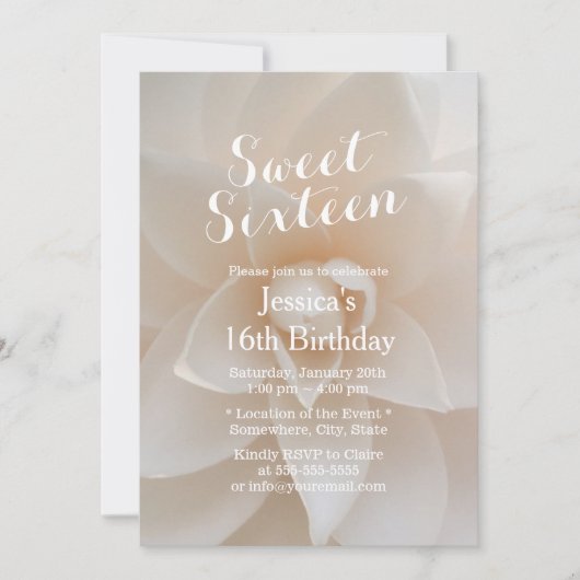 Invitation Simple classique blanc floral doux 16 (Devant)