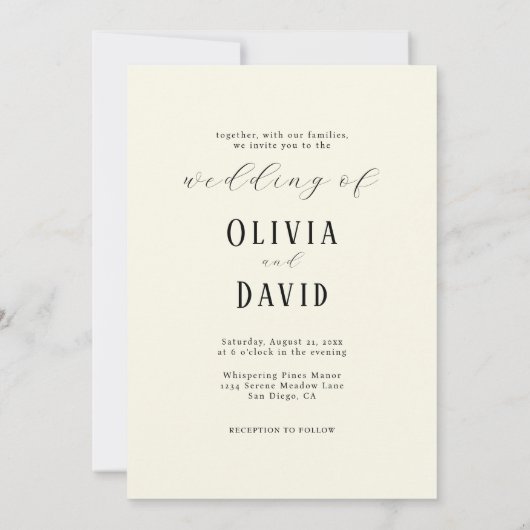 Invitation Simple classique élégant Mariage romantique photo (Dos)