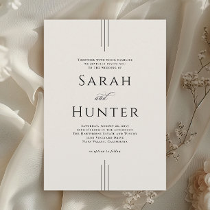 Invitation Simple Classique Élégant Mariage Typographie Ivoir
