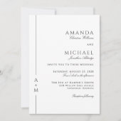 Invitation Simple Classique Élégant Monogramme Code QR Mariag (Devant)