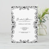 Invitation simple classique élégant shower de mariage noir (Debout devant)