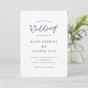 Invitation Simple Classique Formel Dusty Bleu Élégant Mariage