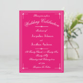 Invitation Simple Classique Fuchsia & Blanc Tout En Un Mariag (Debout devant)