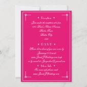 Invitation Simple Classique Fuchsia & Blanc Tout En Un Mariag (Dos)