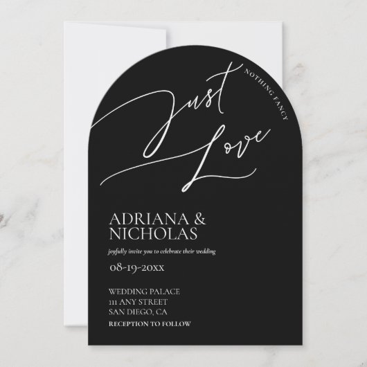 Invitation Simple Classique Mariage Noir Blanc Rien de Fantai (Devant)