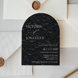 Invitation Simple Classique Minimaliste Mariage Élégant Noir