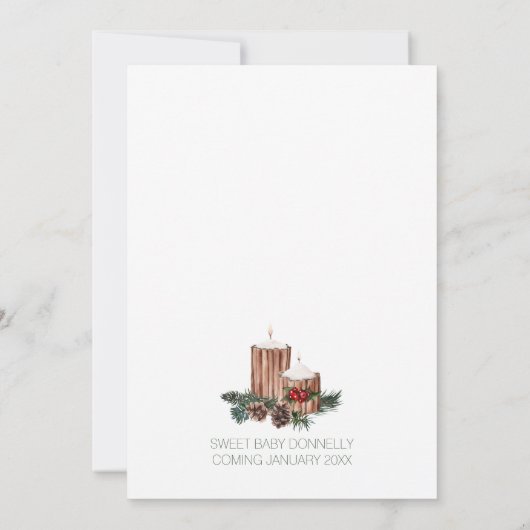 Invitation Simple classique Noël Blanc Oh bébé fille Douche (Dos)