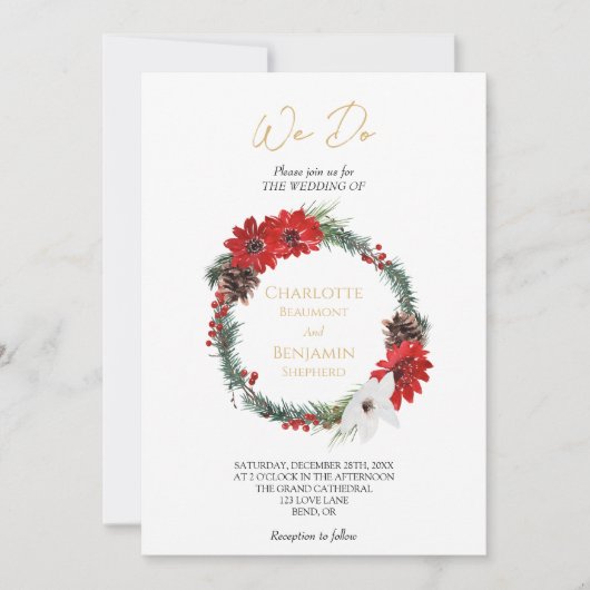 Invitation Simple classique Noël Formel Nous faisons Mariage (Devant)