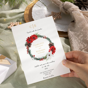 Invitation Simple classique Noël moderne Monogramme Mariage