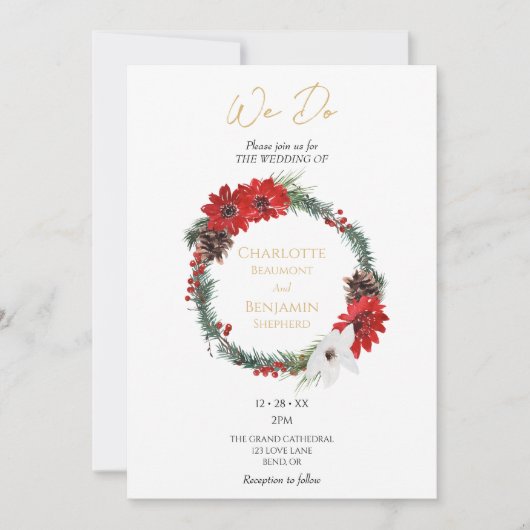 Invitation Simple classique Noël moderne Nous faisons Mariage (Devant)